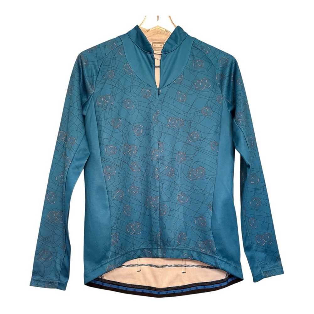 Women's Nike Teal & Gray Dry Fit Long Sleeve Cycling Jersey M